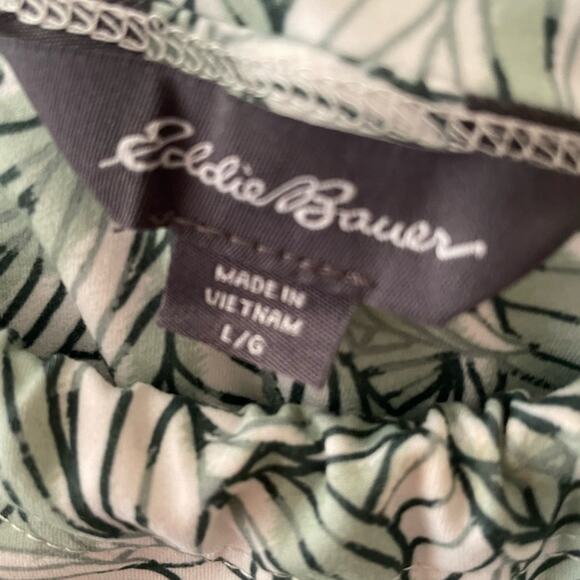 Eddie Bauer Harmony Dress in Green/White Leaf Pattern Large - Picture 8 of 9